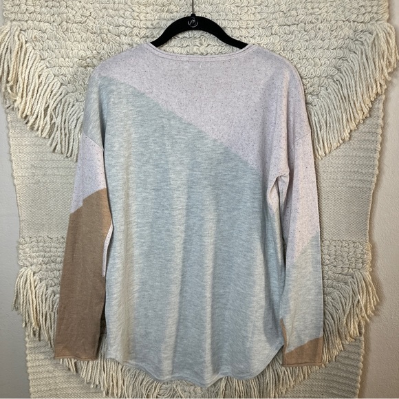 SMARTWOOL pink and gray color block Shadow Pine crewneck wool sweater M - Picture 9 of 11